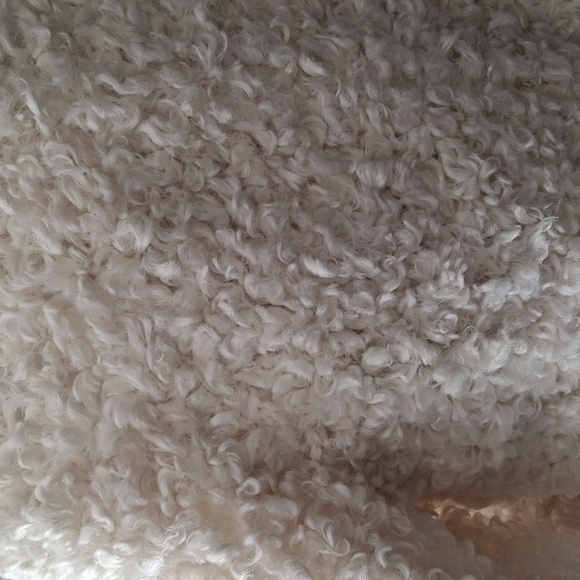 Vintage faux fur poodle look bomber jacket with leather trim - Picture 4 of 6